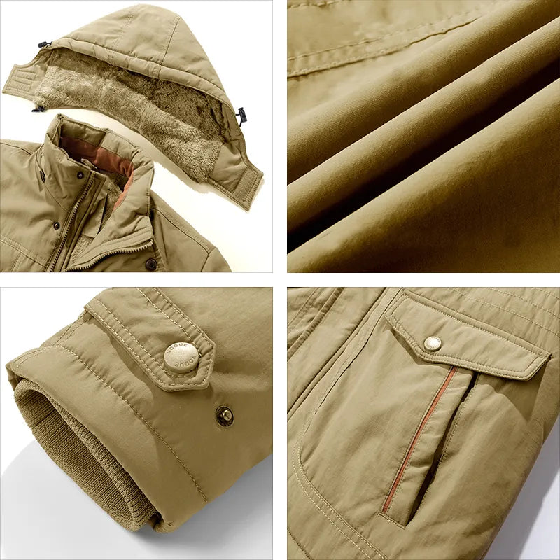 Fjorsen – Chaqueta de invierno para hombre impermeable con capucha y forro térmico
