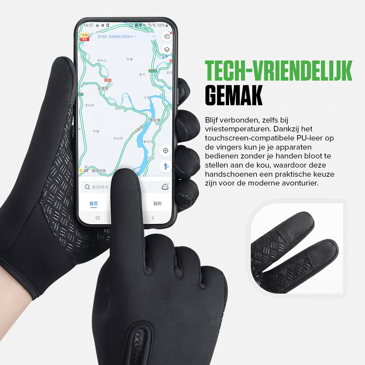 Guantes térmicos a prueba de viento - Cálidos y compatibles con gadgets