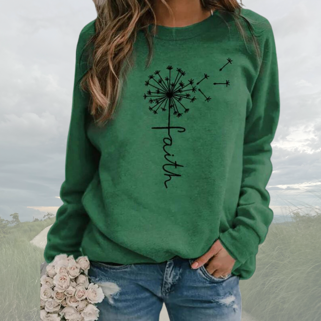 Elena | Stylish 'Faith' sweater