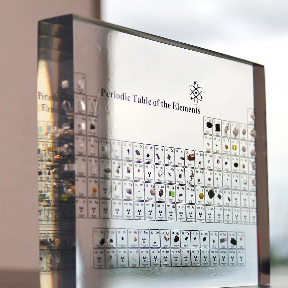 Elementa – Illuminated periodic table acrylic with 83 real elements