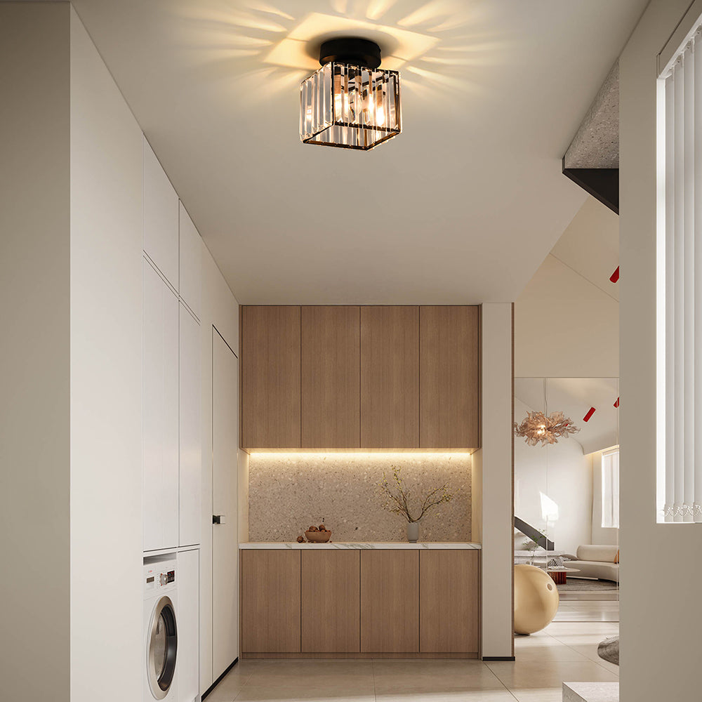 Stravino – Modern ceiling lamp – Striped glass shade & brass