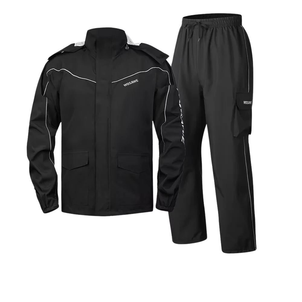 Waterproof Men's Motorcycle Raincoat with Reflectors, Black/Green, S-XXXL