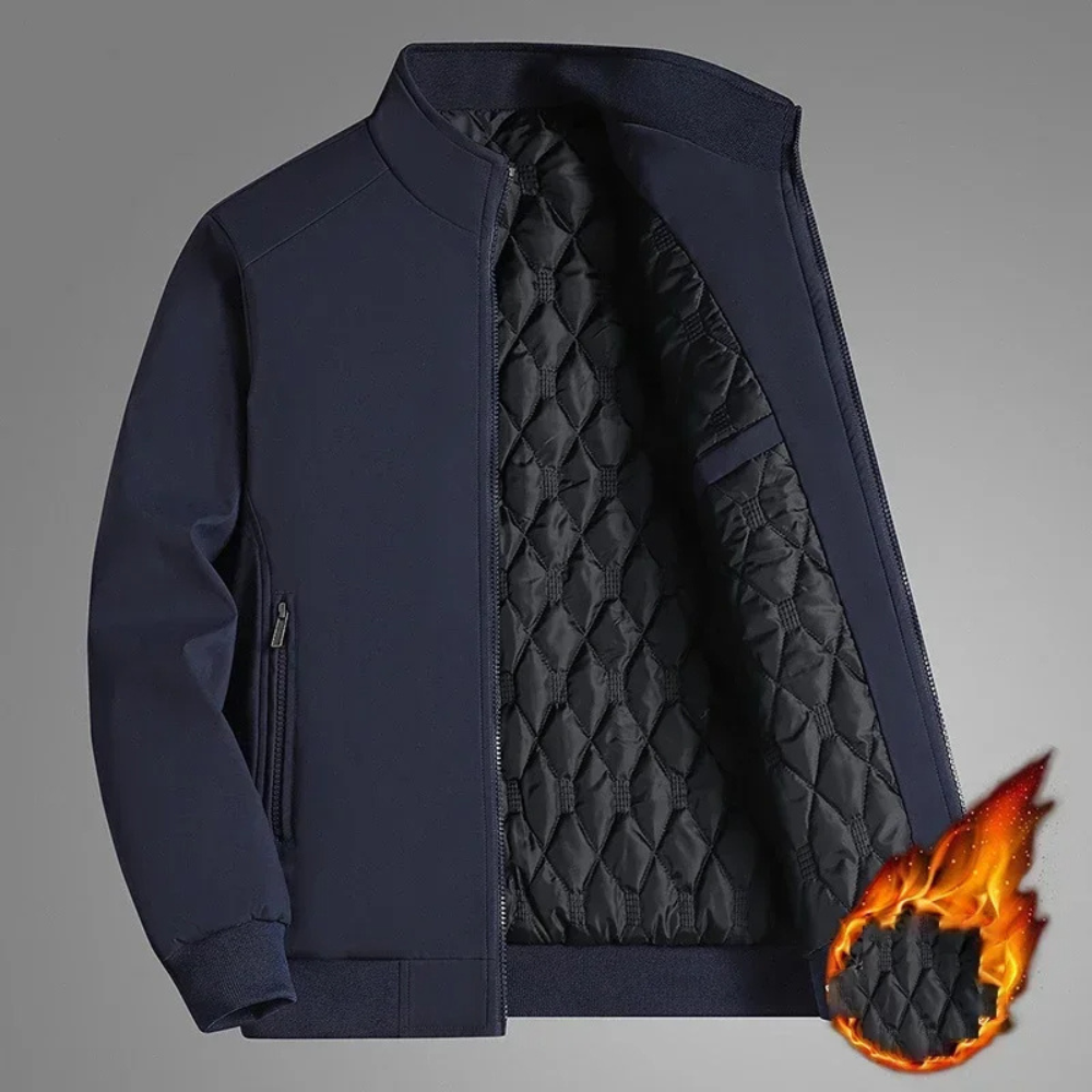 Effen chaqueta de invierno de color sólido con cuello alto para hombre - elegante