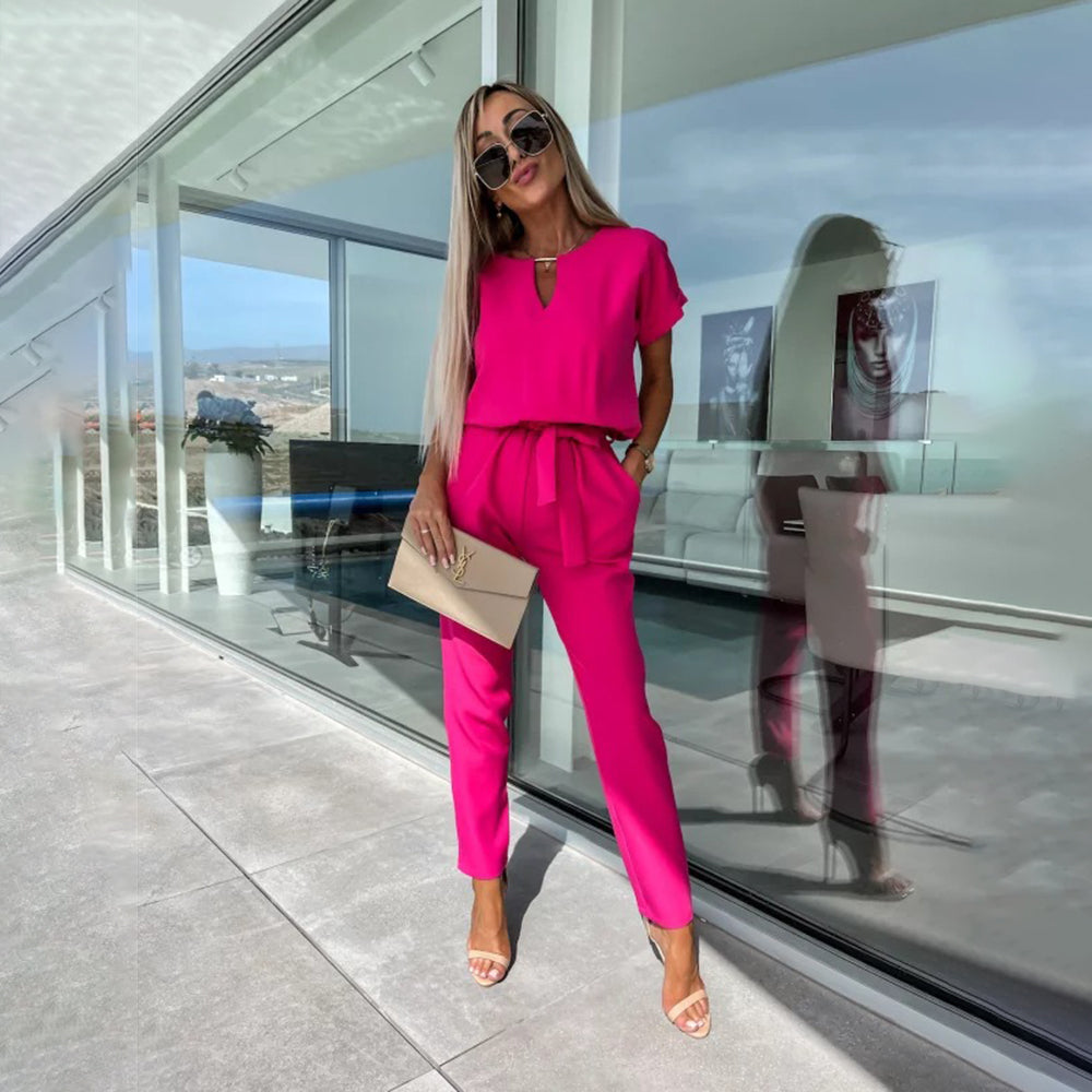 Melzano Chic Jumpsuit With Bow Detail