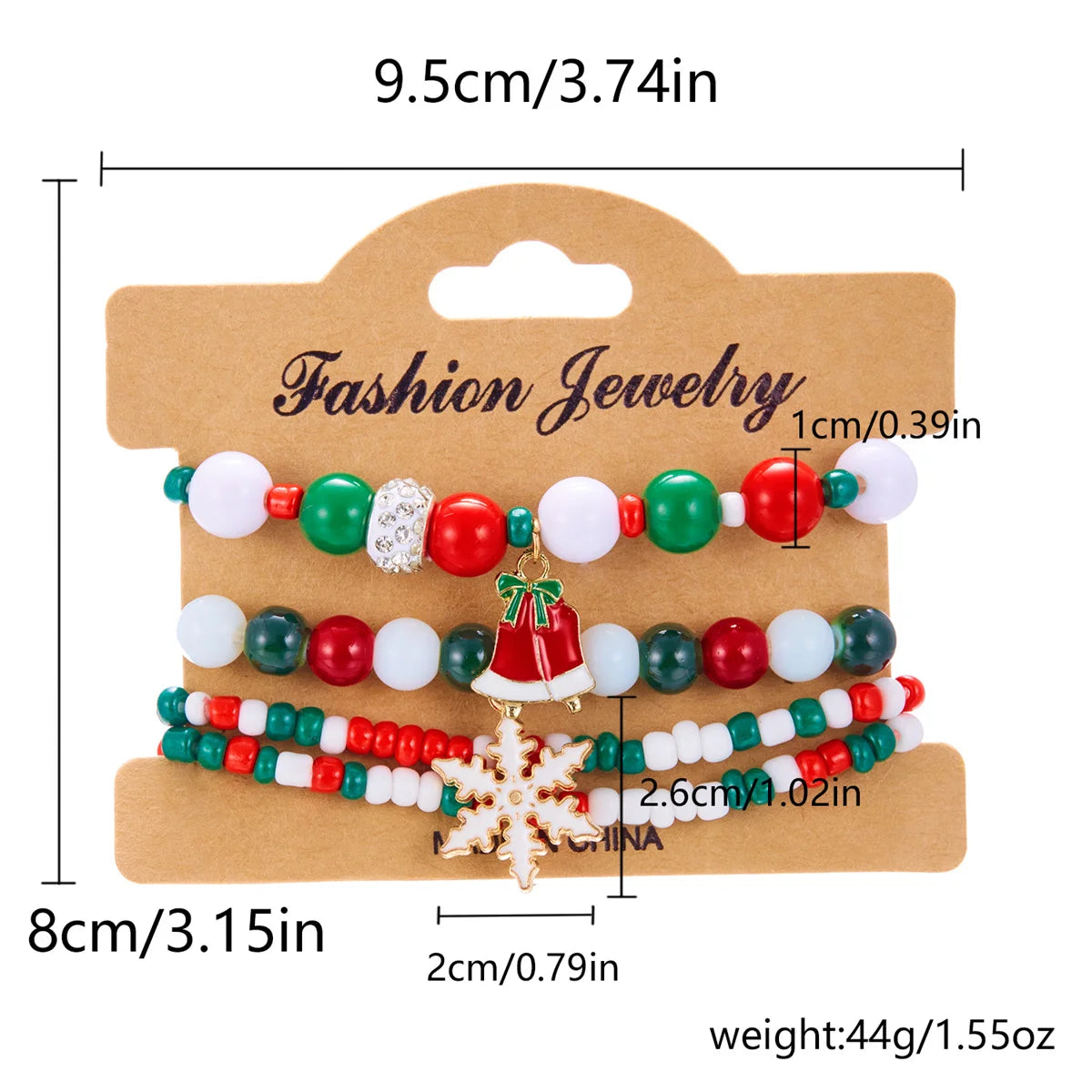 Set de 4 pulseras navideñas para mujeres con motivos de árbol de Navidad y Papá Noel