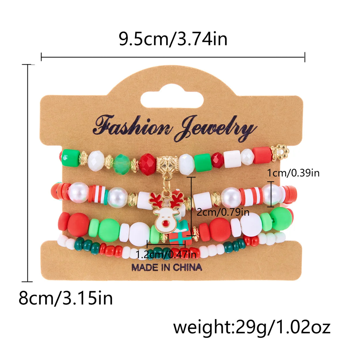 Set de 4 pulseras navideñas para mujeres con motivos de árbol de Navidad y Papá Noel