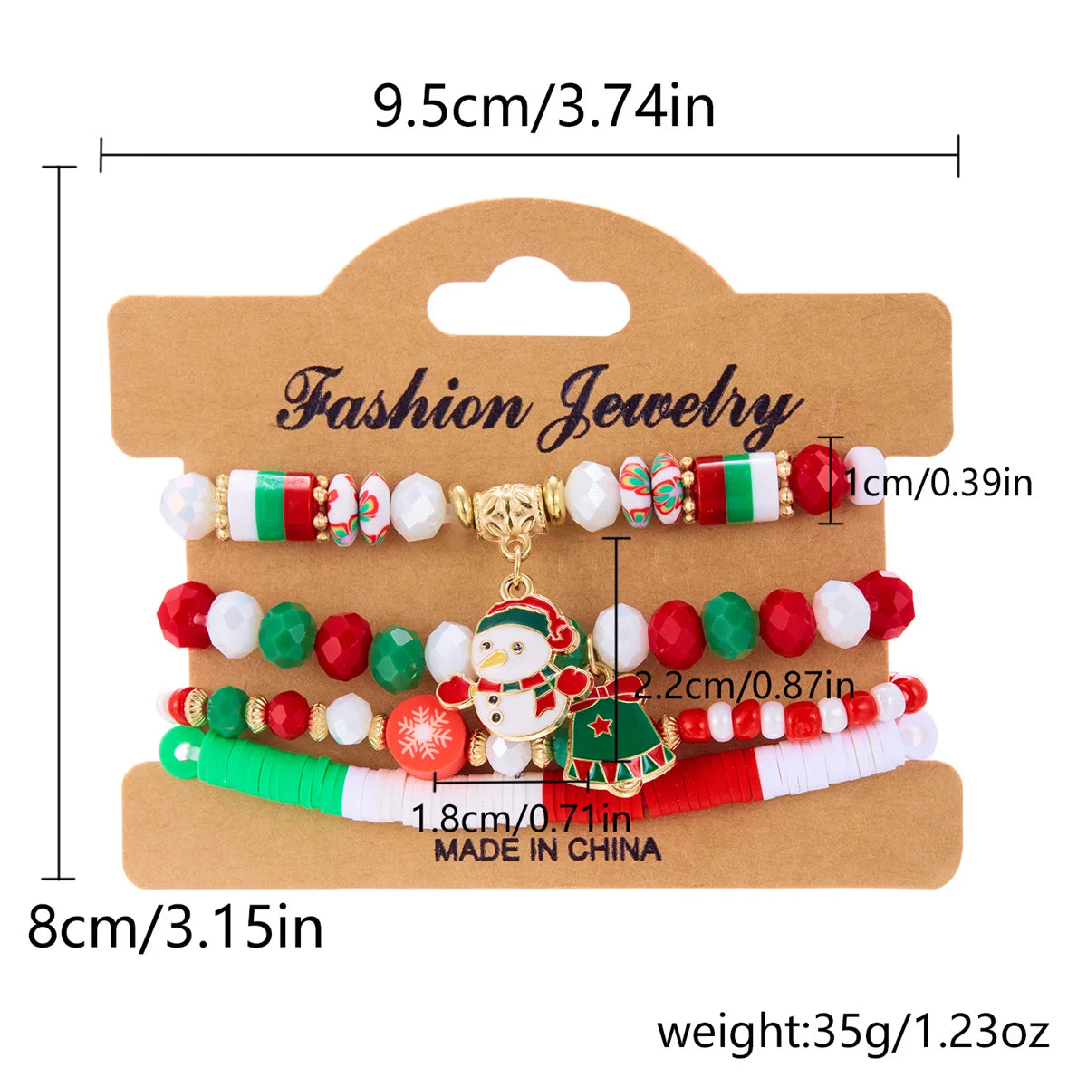 Set de 4 pulseras navideñas para mujeres con motivos de árbol de Navidad y Papá Noel