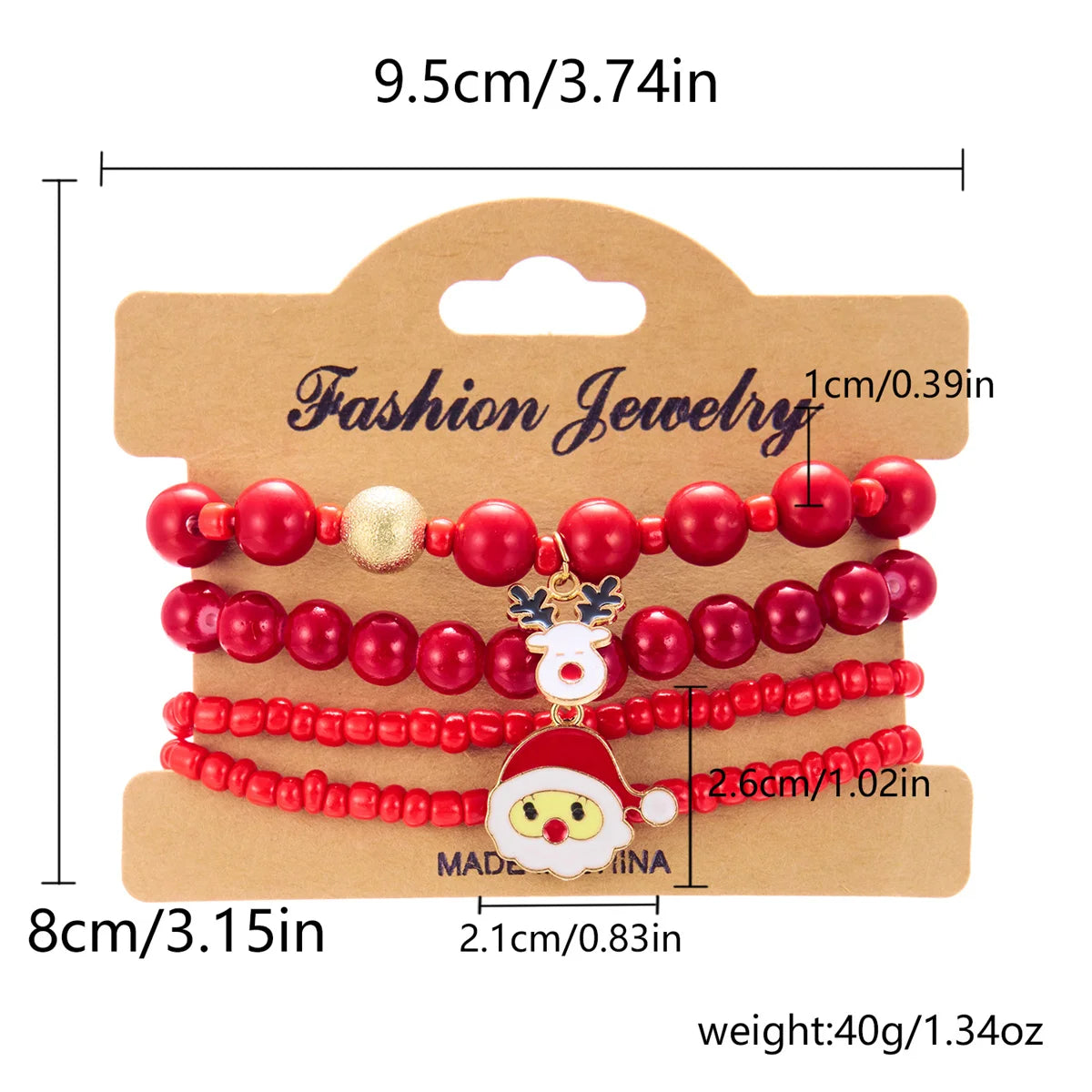 Set de 4 pulseras navideñas para mujeres con motivos de árbol de Navidad y Papá Noel