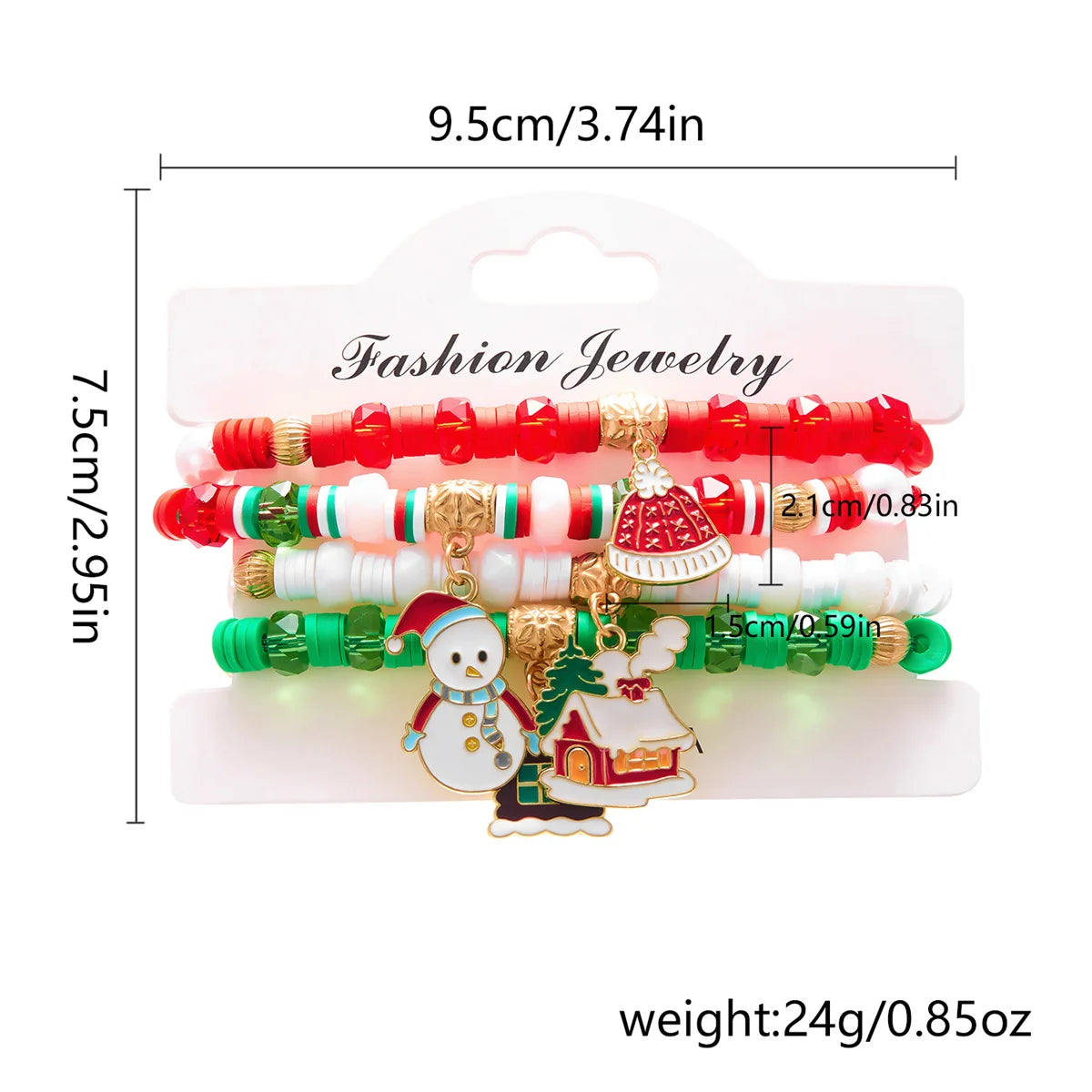 Set de 4 pulseras navideñas para mujeres con motivos de árbol de Navidad y Papá Noel