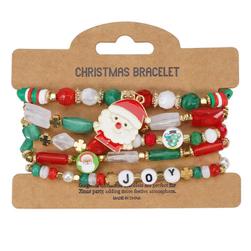 Set de 4 pulseras navideñas para mujeres con motivos de árbol de Navidad y Papá Noel
