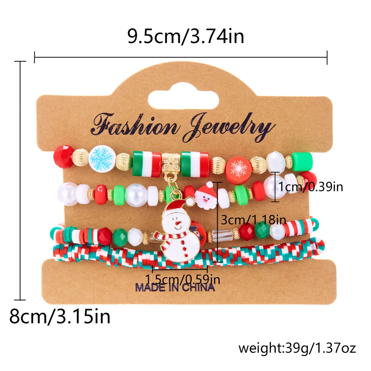 Set de 4 pulseras navideñas para mujeres con motivos de árbol de Navidad y Papá Noel
