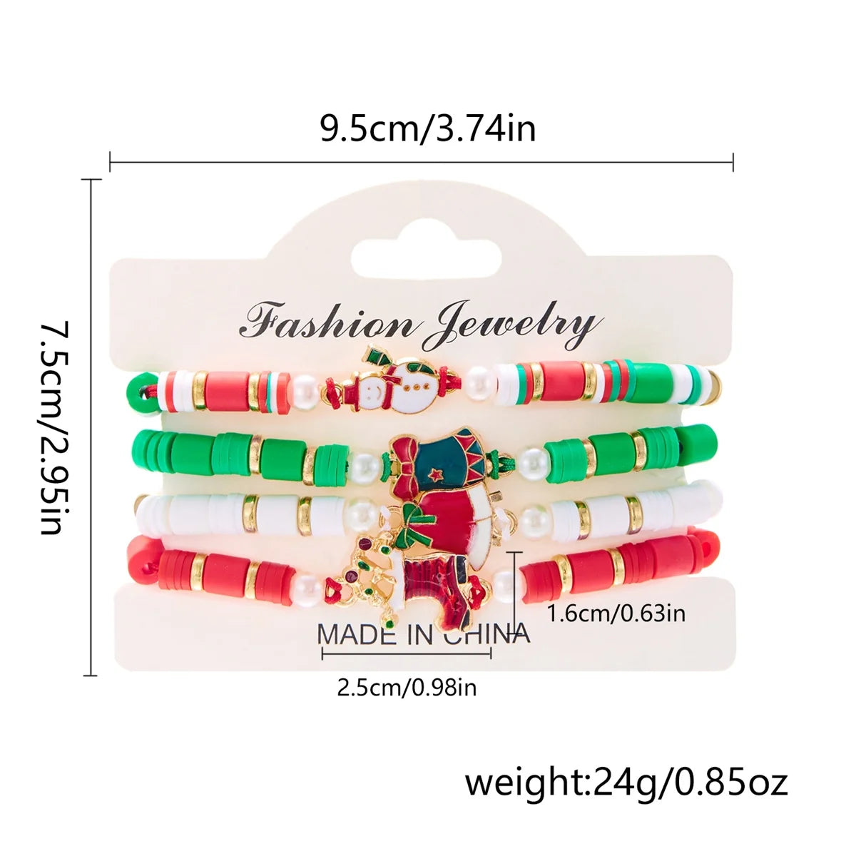 Set de 4 pulseras navideñas para mujeres con motivos de árbol de Navidad y Papá Noel