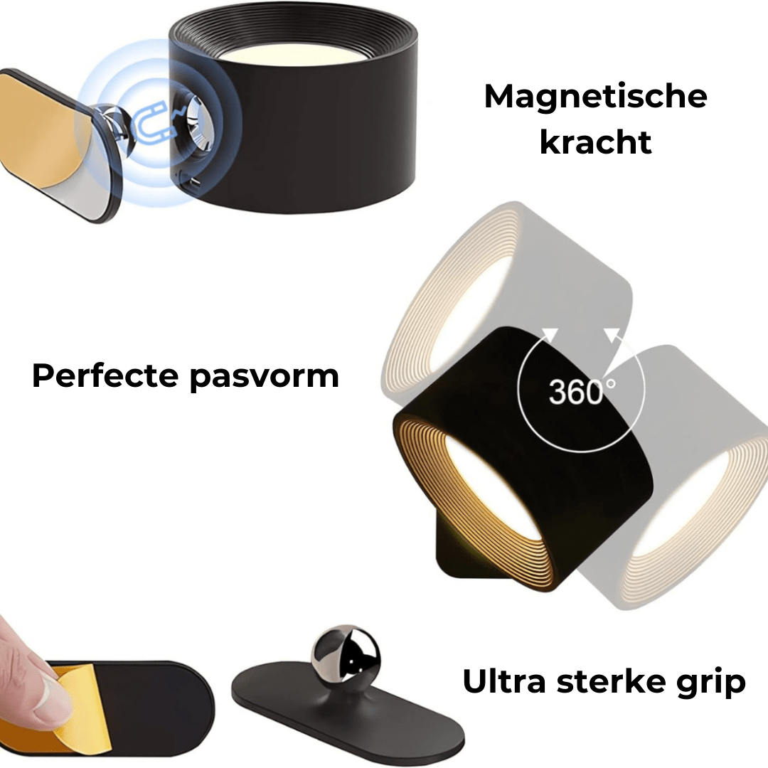 Melzano Glow360 Wireless Rechargeable 360° Wall Lamp for Effortless Ambient Lighting