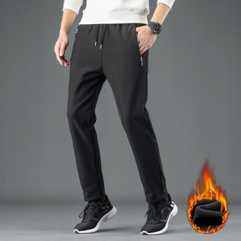 Pantalón grueso forrado de forro polar a prueba de viento para hombre - cálido y cómodo