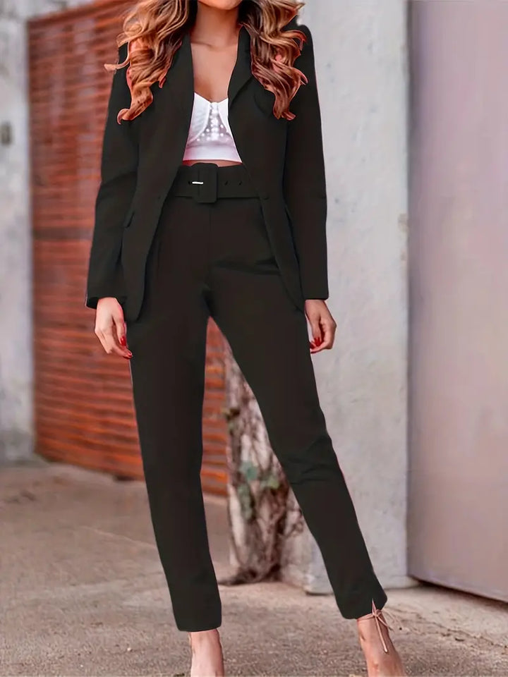 Melzano Lieva - Elegante set met open blazer en broek