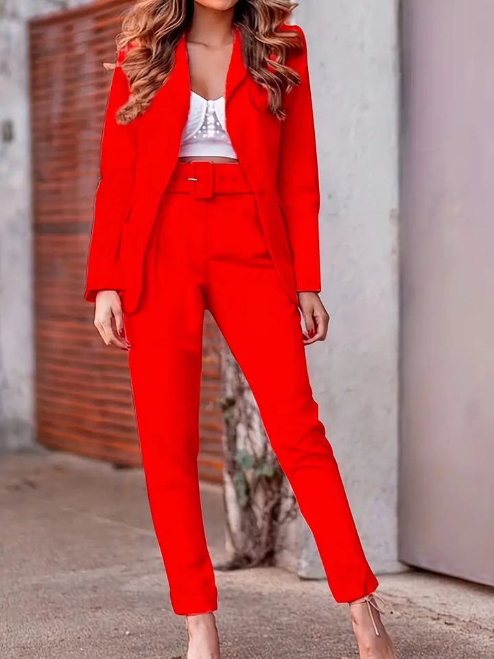 Melzano Lieva - Elegante set met open blazer en broek