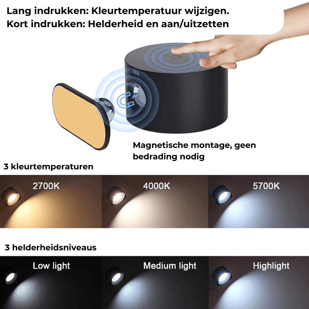 Melzano Glow360 Wireless Rechargeable 360° Wall Lamp for Effortless Ambient Lighting