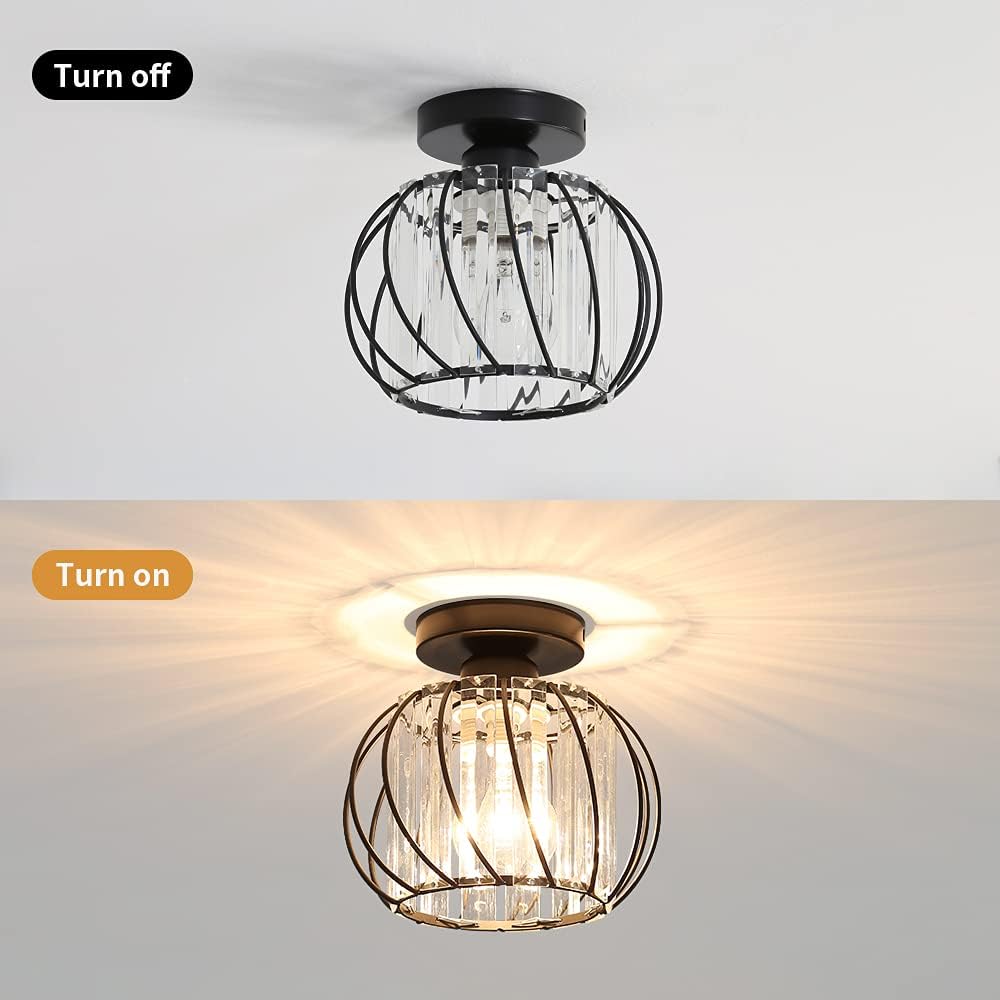 Glazora – Scandinavische plafondlamp – Glas & zwart ijzer design