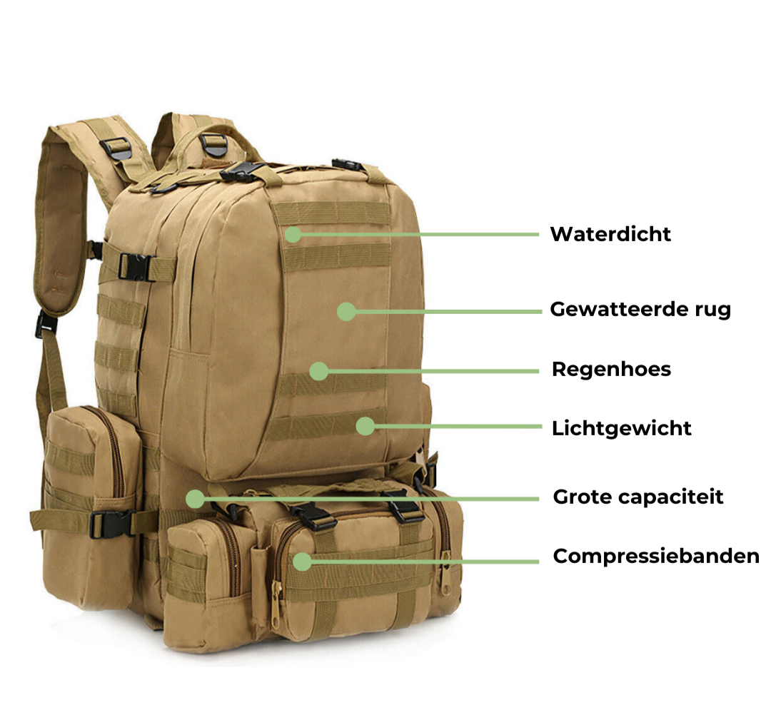 50L Army Rugzak – Aanpasbaar, Waterbestendig & Duurzaam