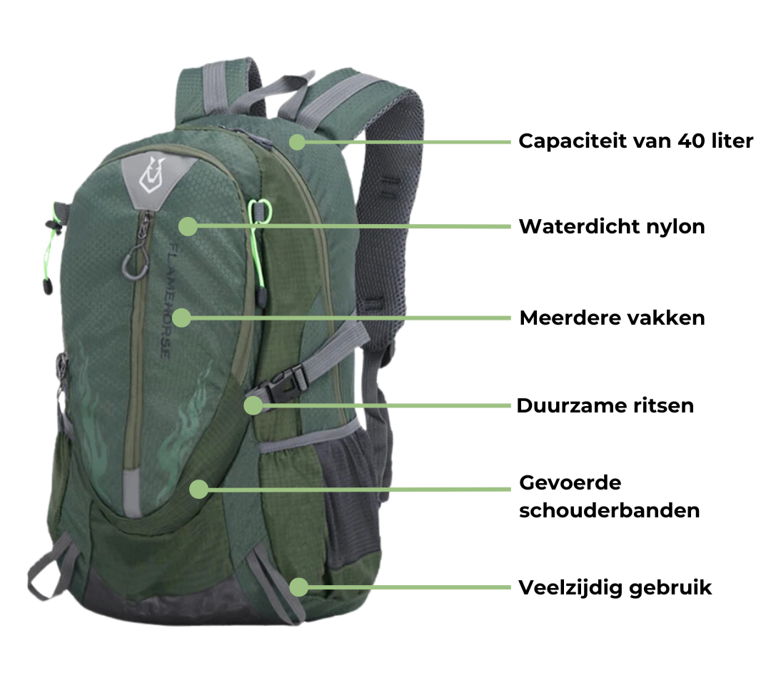 40L Outdoor Rugzak – Waterdicht, Duurzaam & Comfortabel voor Reizen