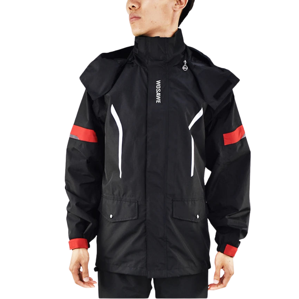 Waterproof Men's Motorcycle Raincoat with Reflectors, Black/Green, S-XXXL