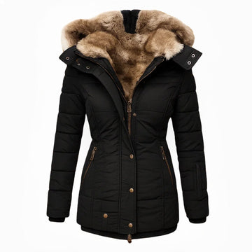 Chaqueta de invierno para mujer Aniek con forro de piel – chaqueta entallada cálida con capucha