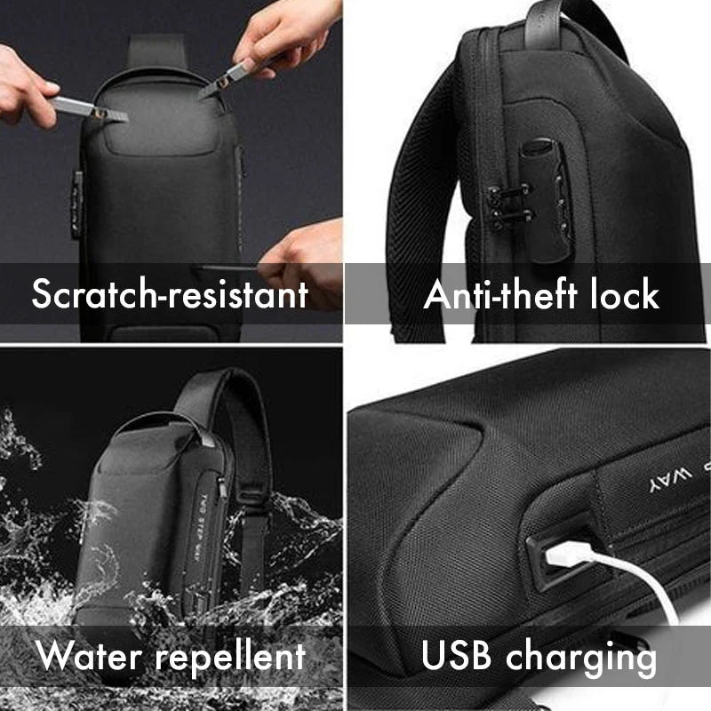 Melzano James | USB anti-diefstal schoudertas voor reizen en sporten