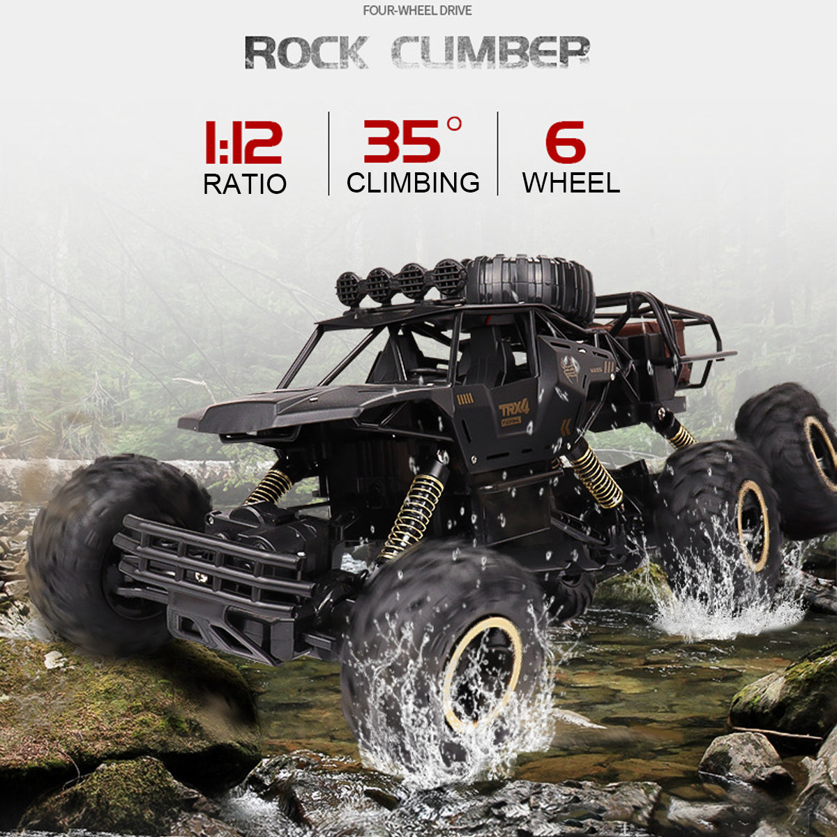 TerraX – RC-monstertruck 6WD met LED & 52 km/u – voor offroadfans