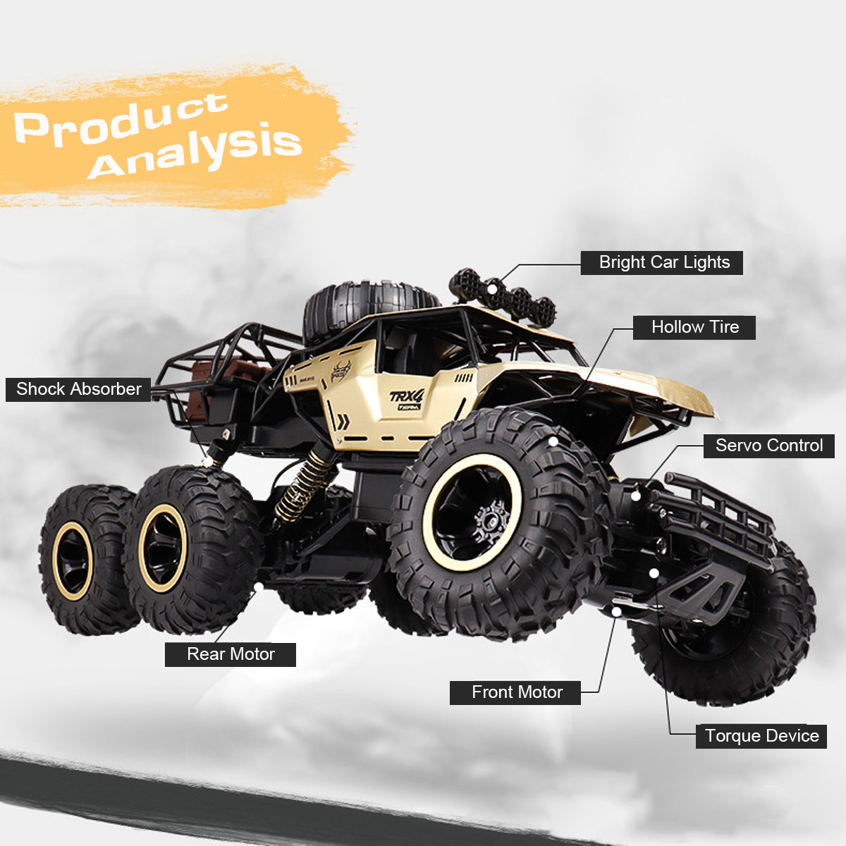 TerraX – RC-monstertruck 6WD met LED & 52 km/u – voor offroadfans