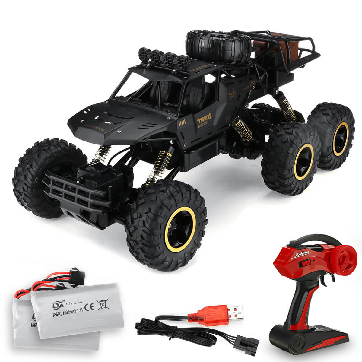 TerraX – RC-monstertruck 6WD met LED & 52 km/u – voor offroadfans