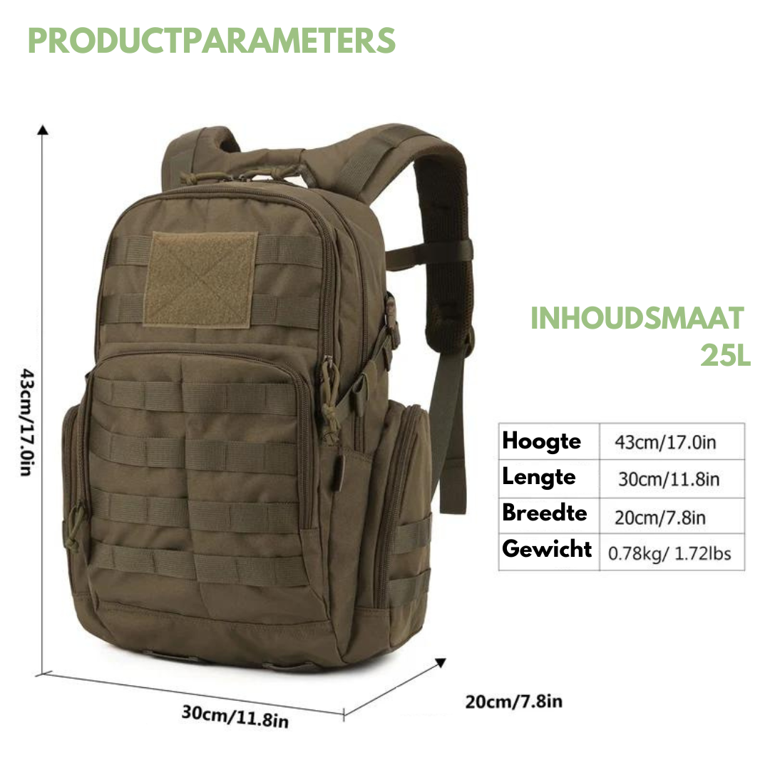 Tactische Rugzak 25L – Waterafstotend & MOLLE Systeem