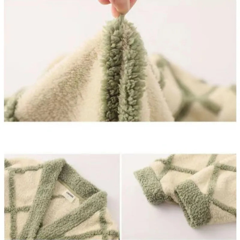 Lara Comfort Pyjama | Soft Coral Fleece Pyjama with Checked Vest for Women