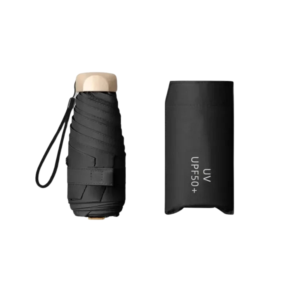 SkyShield – Mini paraguas tamaño de viaje, protección UV y cortavientos