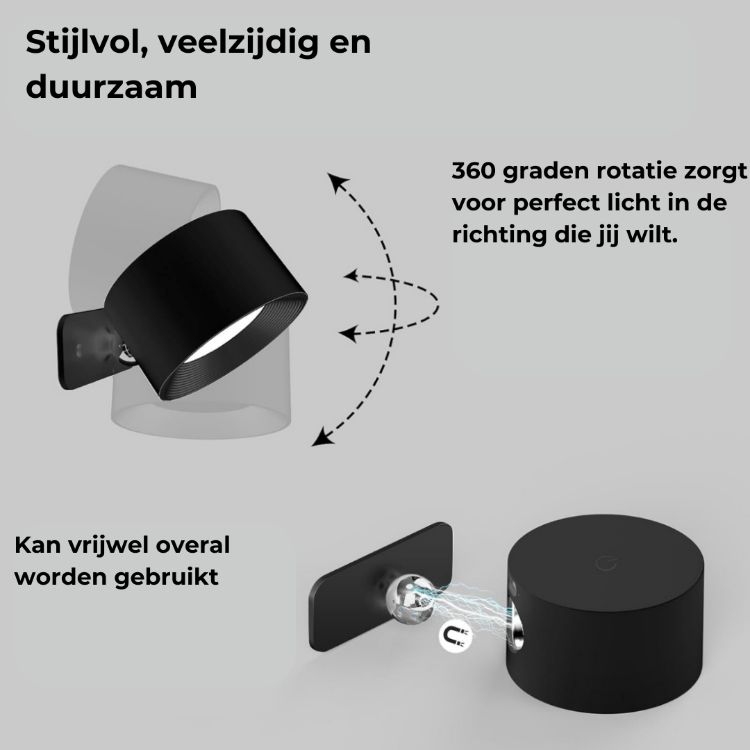 Melzano Glow360 Wireless Rechargeable 360° Wall Lamp for Effortless Ambient Lighting