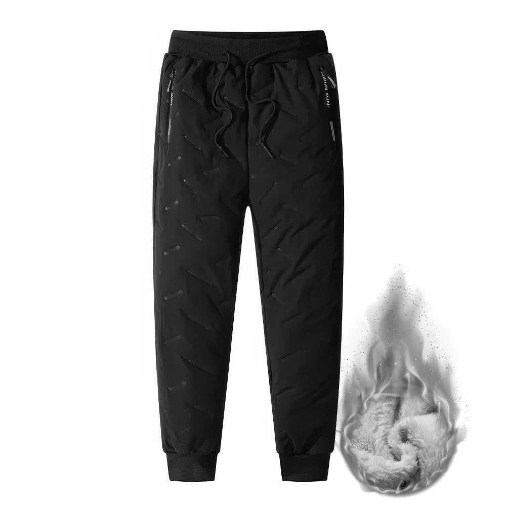 Men's Jogging Pants - Plush Thick Fleece Lined with Drawstring