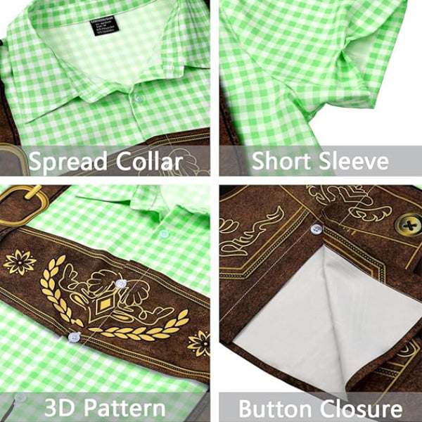 GaudiBursch – T-Shirt with Checkered Shirt & Lederhosen Print – Your Wiesn Hit