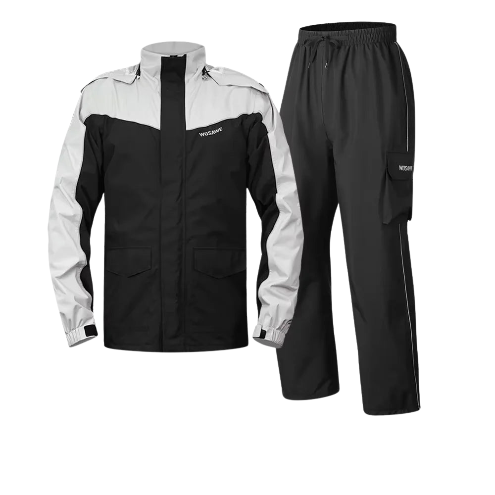 Waterproof Men's Motorcycle Raincoat with Reflectors, Black/Green, S-XXXL