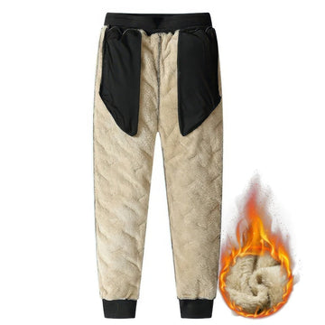 Men's Jogging Pants - Plush Thick Fleece Lined with Drawstring