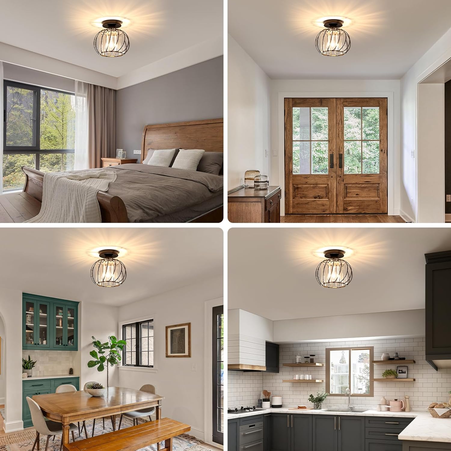 Glazora – Scandinavische plafondlamp – Glas & zwart ijzer design