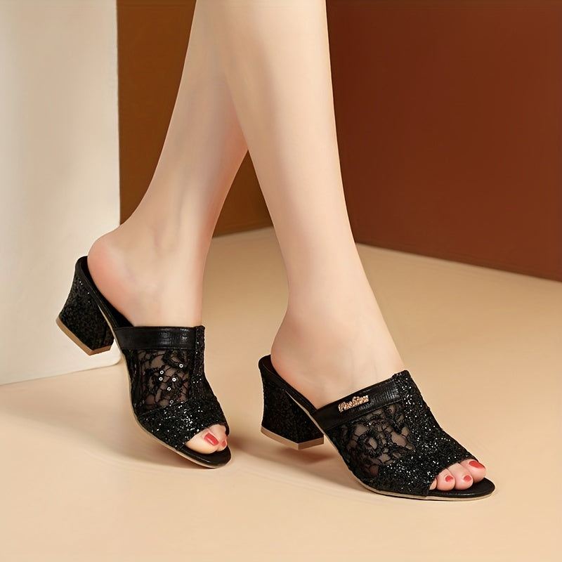 Valena Hakken | Glitter Sandalen met Hak voor Stijlvolle Zomerse Gelegenheden