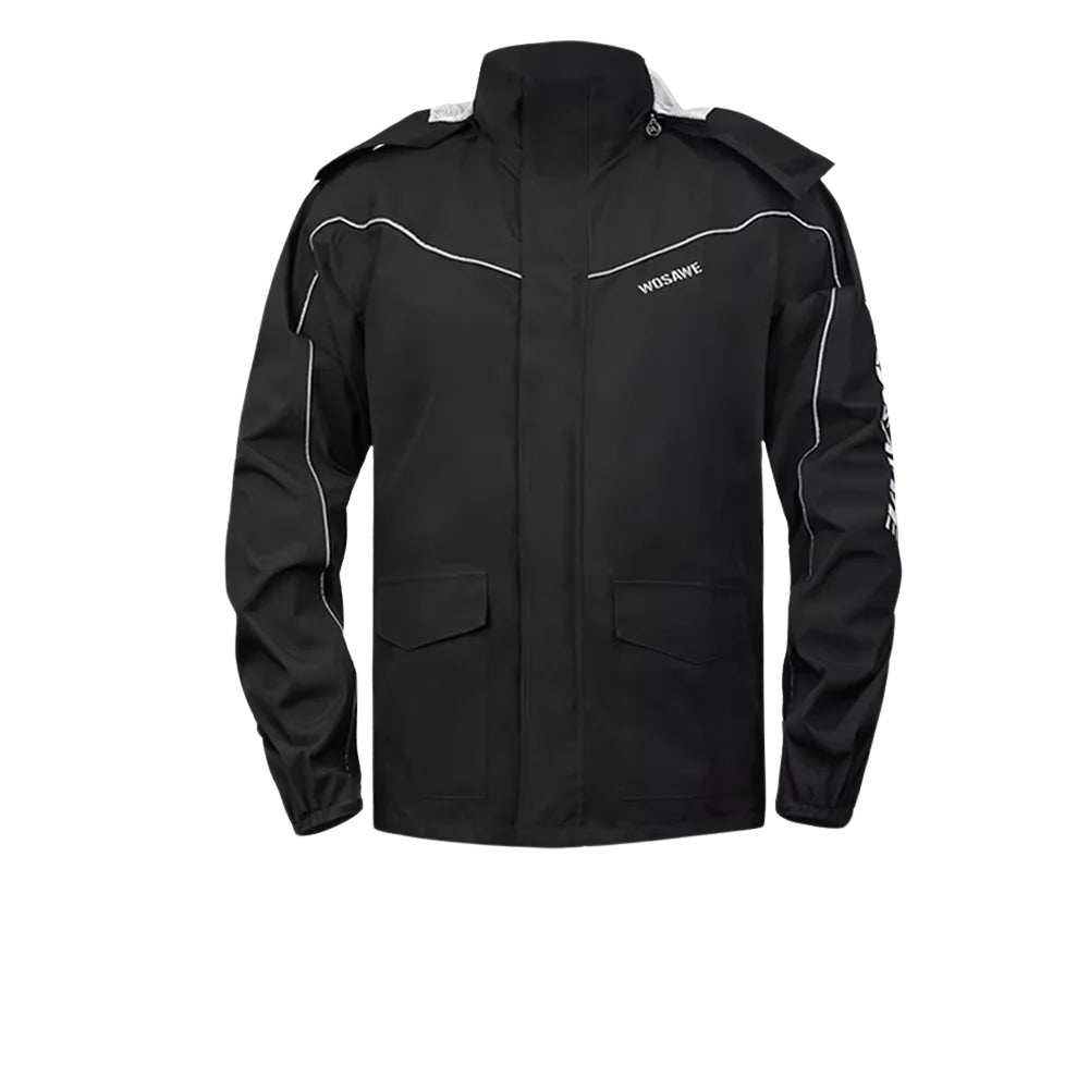 Waterproof Men's Motorcycle Raincoat with Reflectors, Black/Green, S-XXXL