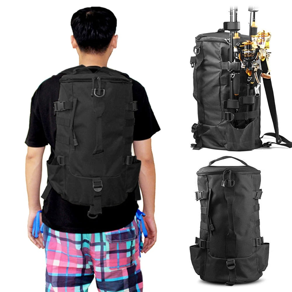 Visrugtas 45L – Outdoor Rugzak met Hengelhouders & Molle-systeem