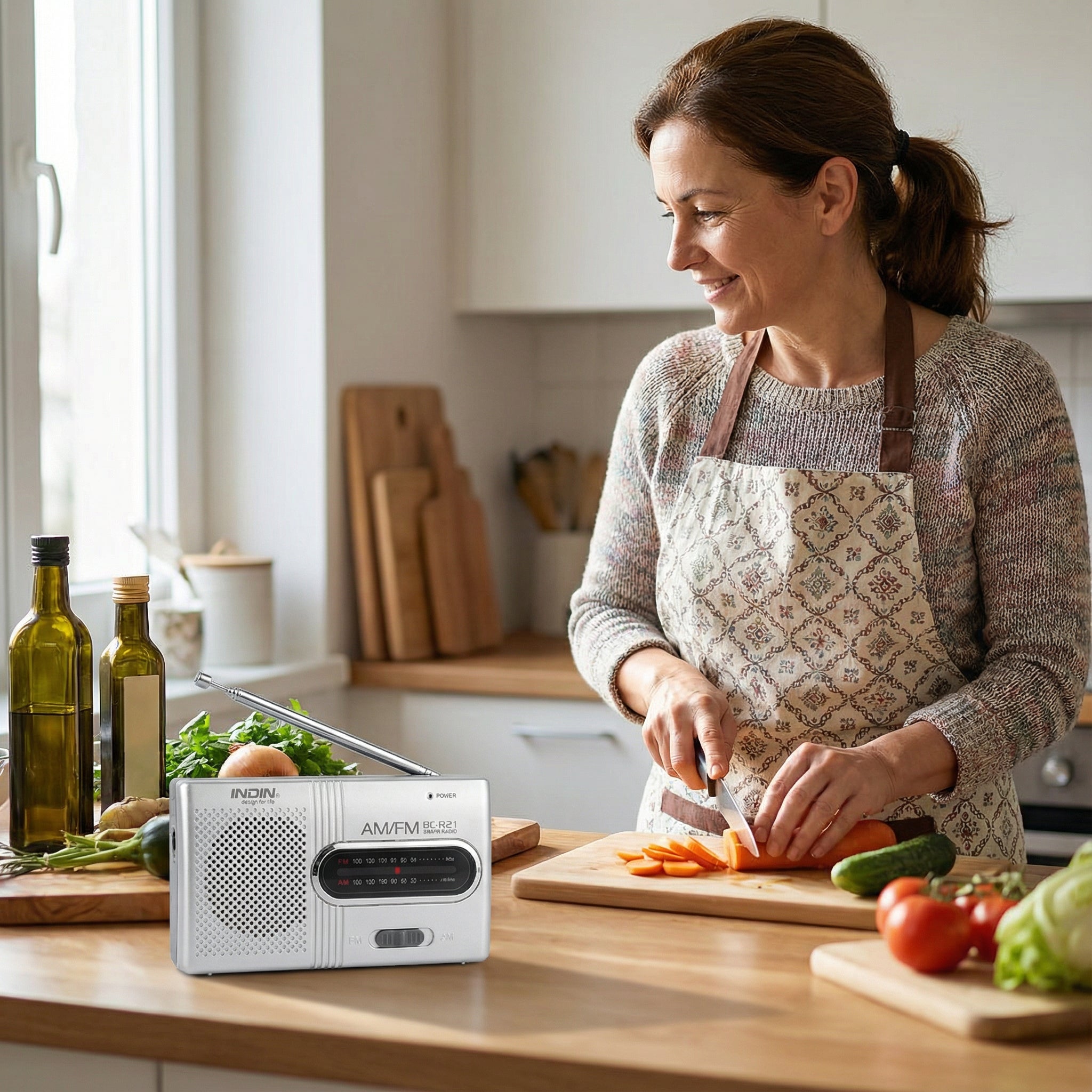 Radio AM/FM Compacta – Portátil con Alimentación a Batería y Conexión para Auriculares