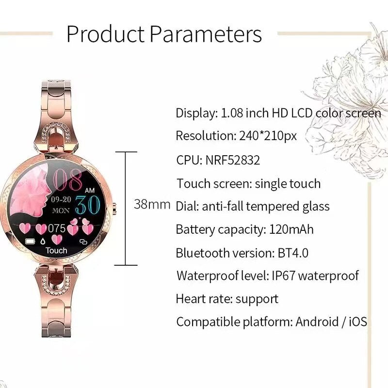 AquaFit Smartwatch Dames – Waterdicht, Stijlvol en Slim