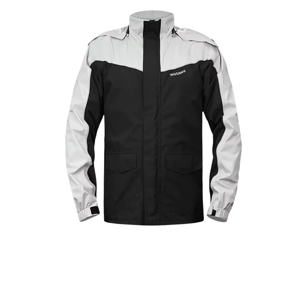 Waterproof Men's Motorcycle Raincoat with Reflectors, Black/Green, S-XXXL