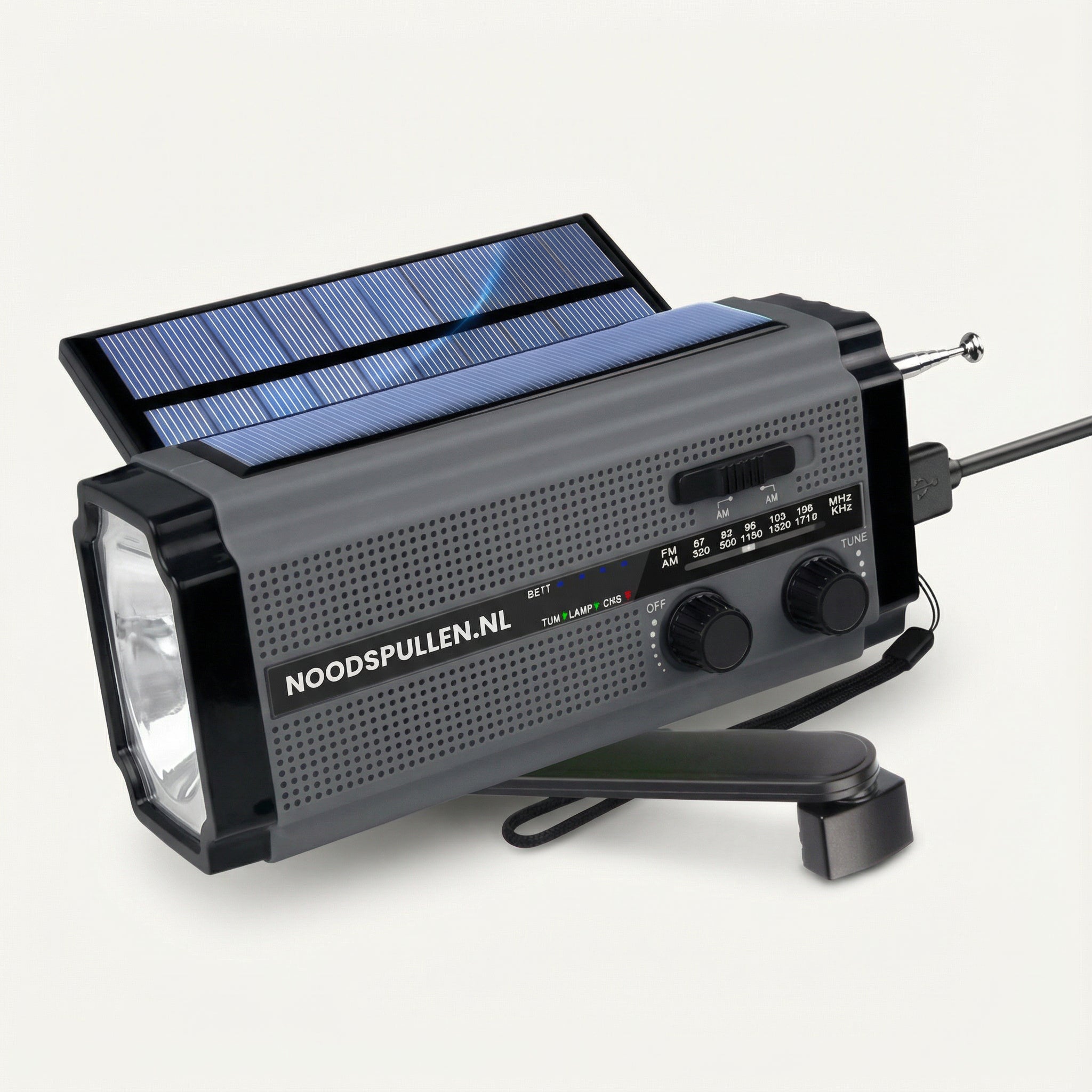 Noodradio – Dinamo, Panel Solar y Banco de Energía con Linterna