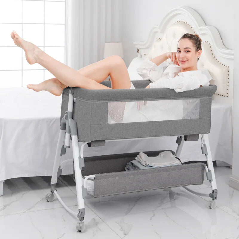 Yellow Portable Baby Cradle – Movable & Comfortable Nest Bed