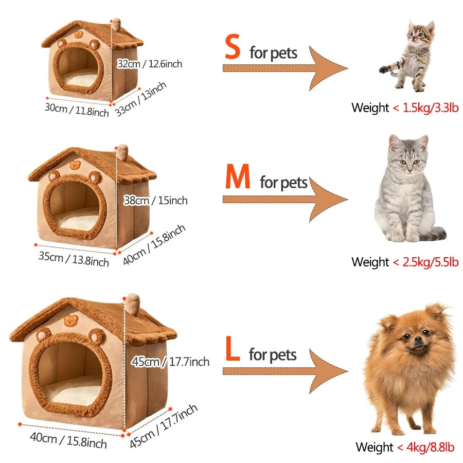 Opvouwbaar Huisdierenbed – Wasbaar Kattenhuisje voor Kleine & Middelgrote Dieren