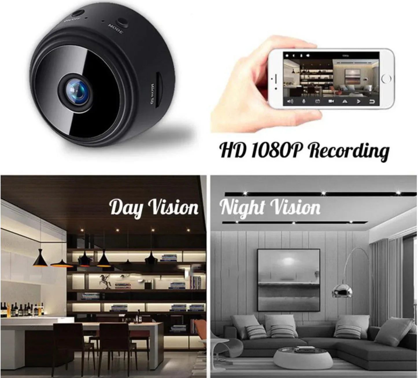 Melzano 1080p magnetische wifi minicamera