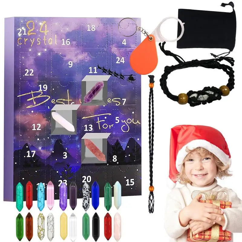 Advent calendar with natural crystals for meditation and spiritual growth